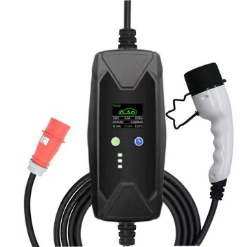Mobile Wallbox 11kW, 5m Ladekabel Typ 2 für e auto, Einstellbarer Strom 6A-16A, CEE 16A Stecker