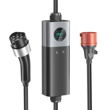 11KW Type2 Mobile Wallbox mit Wlan App-Fernbedienung  , 5M Ladekabel für elektroauto, 6A-16A, CEE16A,Wasserdicht