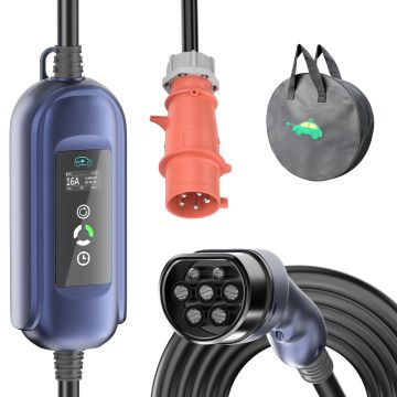 11kW Mobile Starkstrom Schnellladekabel, 3-phasig 5M Typ2 zu CEE16A EV Ladegerät