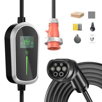 11kW Mobile Wallbox, Typ2  ladekabel e auto, 5M, CEE16A 3-phasig,Gesamtladeleistung
